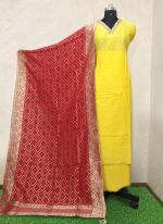 Russian Silk Yellow Festival Wear Hand Work Salwaar Suit